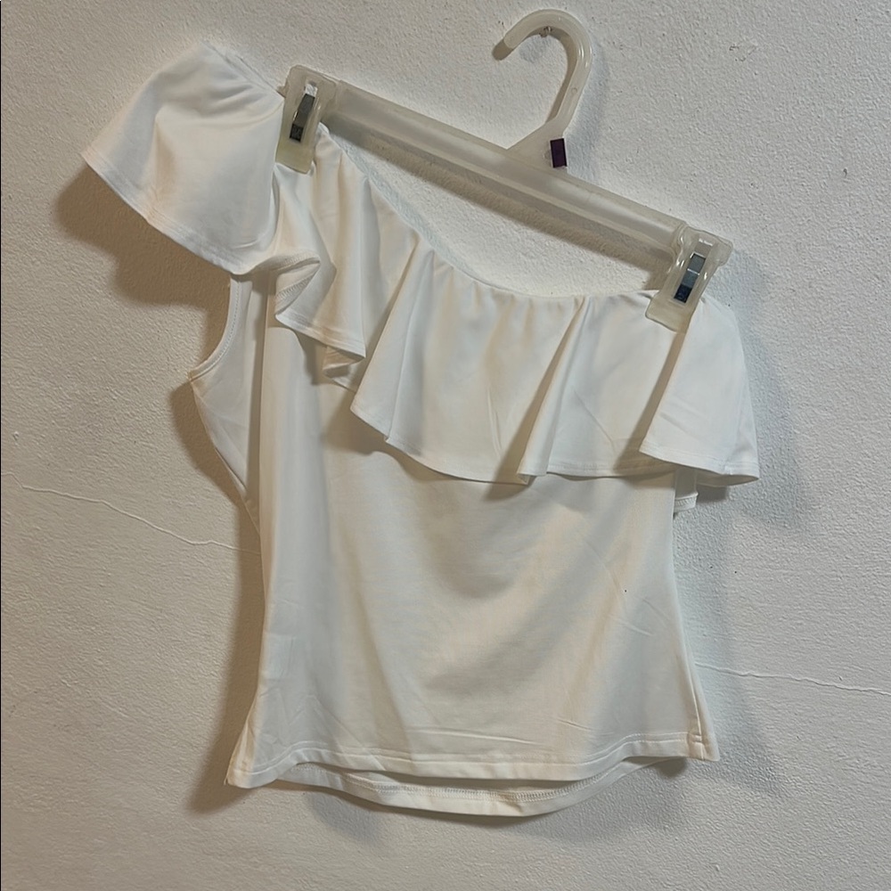 White Off-Shoulder Ruffle Top